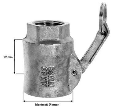 Mörtelkupplung - Mutterteil mit Innengewinde 1" - DN 25 - ein Nockenhebel