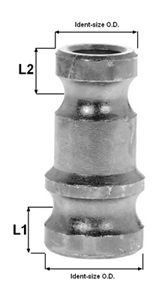 Mörtelkupplung - Adapter - beidseits Vaterteil - Größe 25, 35 und 50