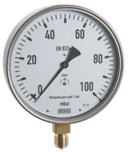 Manometer mit Kapselfeder - senkrecht - Klasse 1,6 - Ø 100 mm