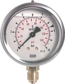 Glyzerinmanometer  - senkrecht - Ø 63 mm - Chromnickelstahl/Messing - Klasse 1,6