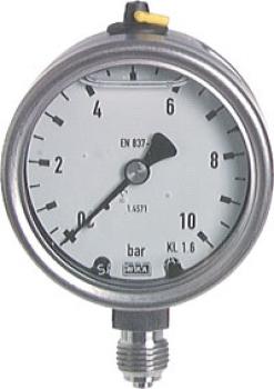 Glyzerinmanometer senkrecht - Ø 63 mm - Chemieausführung - Klasse 1,6