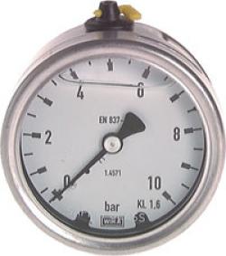 Glyzerinmanometer waagerecht - Ø 63 mm - Chemieausführung - Klasse 1,6