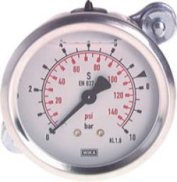 Glyzerin-Einbaumanometer - Chromnickelstahl / Messing - Ø 63 mm - Klasse 1,6