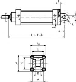Schwenkbefestigungen Gabel für sphärische Lasche - für Zylinder ISO 15552