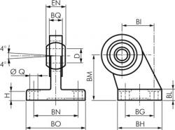 Schwenkbefestigungen 90° - sphärische Lasche - für Zylinder ISO 15552