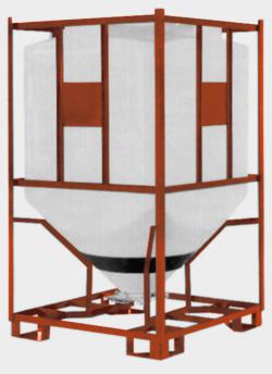 Rechteckiger Behälter mit Schraubdeckel im Stahlgestell - 30 bis 2400 Liter