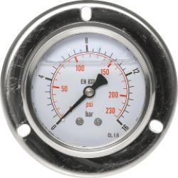 Glyzerin-Einbaumanometer waagerecht - mit großem Frontring für Schalttafeleinbau - Ø 63 mm - Eco-Line