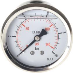 Glyzerinmanometer waagerecht - Eco-Line - Ø 63 mm - Chromnickelstahl/Messing - Klasse 1,6