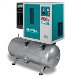 Scroll-Kompressoren mit verzinktem 250 Liter-Behhälter und Kältetrockner (optional) - ölfrei - bis 5,5 kW - 160l/min bis 890 l/min - bis PN 10 bar